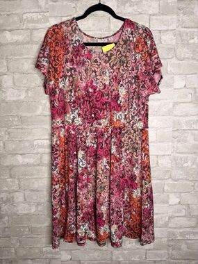 Kim Rogers Pink & Orange Floral Mixed-Print Midi Dress